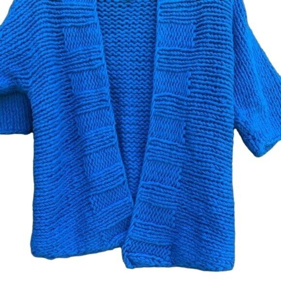 Kenneth Cole New York Blue Chunky Knit Sweater Cardigan Size S - Picture 5 of 11